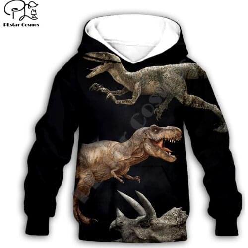 Kids Baby Boy Girl Toddlers anime dinosaur print 3d Hoodies Cartoon Tracksuit Children wear Set Cute Sweatshirts -3