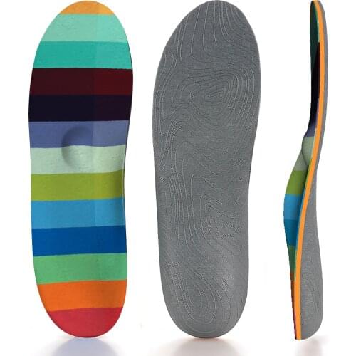 Breathable Wear-resistant Non-slip Arch Support Insole With Colorful Striped Cover
