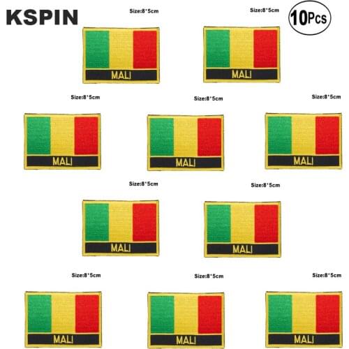 Mali Flag Embroidery Patches Iron on Saw on Transfer patches Sewing Applications for Clothes in Home&Garden