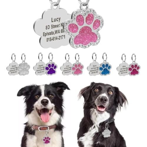 Free Engraved Pet Dog ID Tag Personalized Cat Puppy ID Tag Pet Dog Collar Accessories Custom Dogs Anti-lost Name Tags Pendant