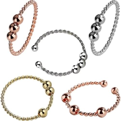 Idget Beads Fidget Ring Spinner Single Coil Spiral Antystresowy Rotate Freely Anti Stress Anxiety Ring Toy For Girl Women