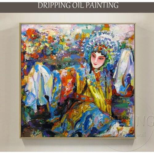 Skilled Artist Hand-painted High Quality Wall Art Chinese Drama Oil Painting Modern Peking Opera Drama Portrait Oil Painting