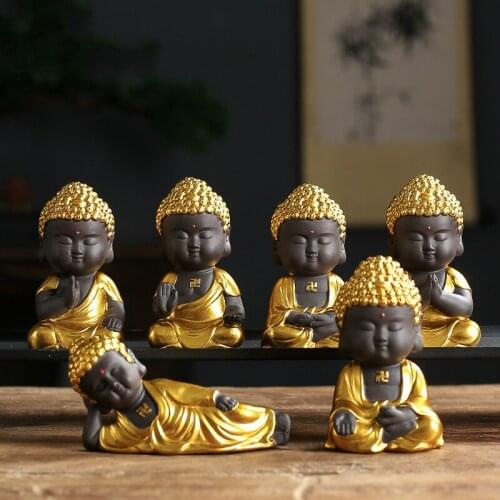 Ceramic statue of Buddha, car decoration, lucky fortune and safety tea pet