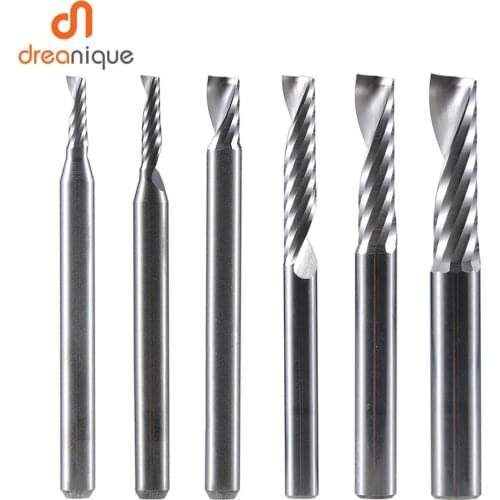 5pc AAAAA single flute spiral end mill 3.175 shank spiral aluminum mill CNC 3D engraving carving bit for woodworking Acrylic cut