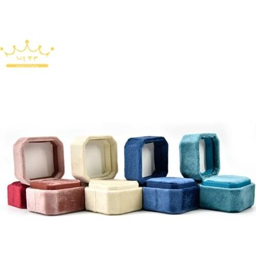 Couple Rings Box Storage Organizer Holder Gift Packaging Box Travel Wedding Luxury Velvet Jewelry Earring Ring Display Case