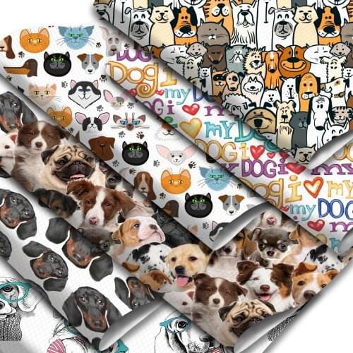 Cartoon Characters Faux Leather Sheets Dogs Printed Synthetic Leather Fabric 20x33cm for DIY Earrings Hair Bows Handbags