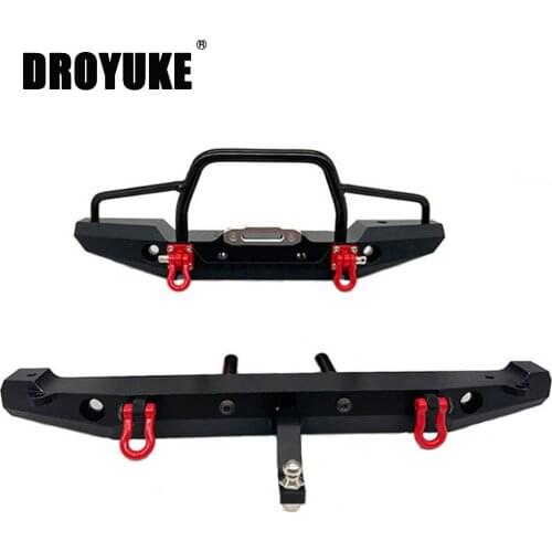 SAINLOER Metal Front Rear Bumper with Led Lights for 1/10 RC Crawler Axial SCX10 & SCX10 II 90046 Traxxas TRX4 D90 Upgrade Parts