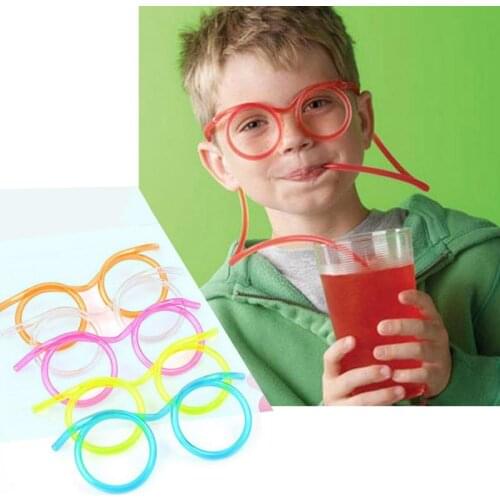 1 Pcs Fun Soft Plastic Straw Glasses Flexible Creative Drinking Straws Tube Tools Kids Novelty Toy Party Supplies Bar Supplies