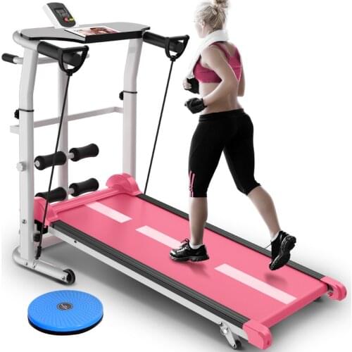 New 3 In 1 Mini Folding Treadmill Mute Fitness Equipment Wide Run Belt Treadmill Twisting Waist Machine 150kg Bearing
