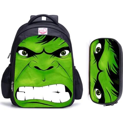 16 Inch Superhero Hulk Iron Man Children School Bags Orthopedic Backpack Kids School Boys Mochila Infantil Catoon Bags