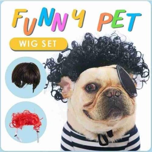 Afro Bangs Funny Pet Wigs Dog Cosplay Props Pigtails Set Funny Photography Props Explosive Head Polyester Pet Wig