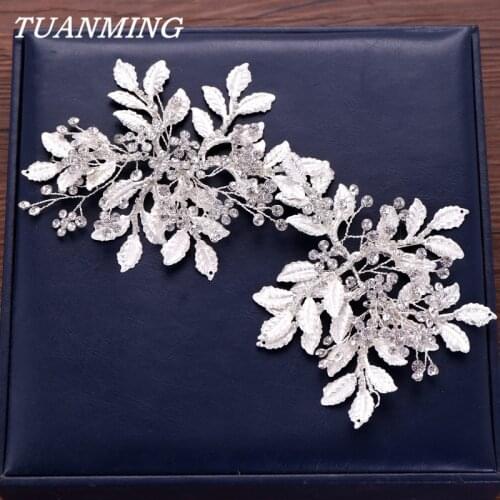 Silver Color Leaf Rhinestone Hairbands Wedding Crystal Headband Tiara Bridal Rhinestone Headband Women Wedding Head Ornaments