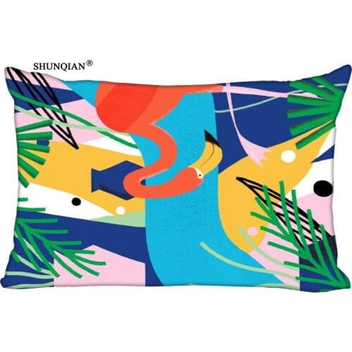 Flamingo Printed Rectangular Silk Pillowcase Two Sides Custom your image 35x45cm,30x60cm,40x60cm,45x75cm,50x75cm