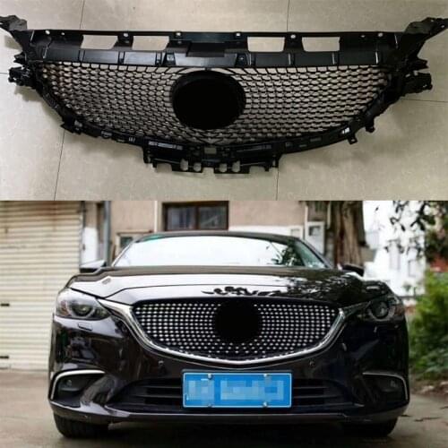 MODIFIED DIAMOND FRONT RACING GRILLE GRILLS ABS BUMPER MESH MASK TRIMS COVER FIT FOR MAZDA 6 ATENZA 2017 2018 GRILL CAR STYLING