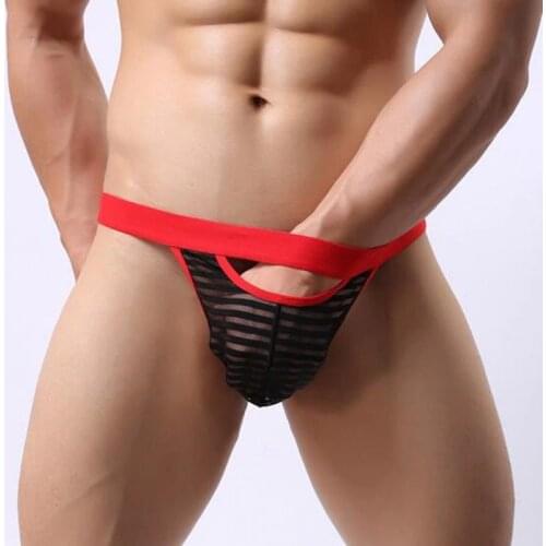 Mens Jockstrap Sexy Thongs Mens See Through Mesh Jock Strap Gauze Underwear Low Rise Bulge Pouch Man Boy Shorts Thong
