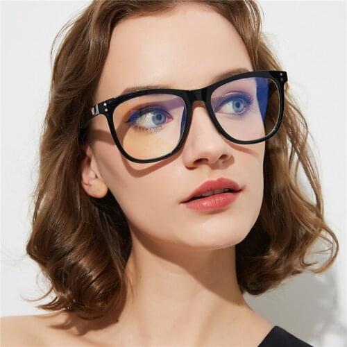 Vintage Square Computer Men Glasses Women Anti-blue Light Transparent Clear Lens Eyewear Retro Rivet Eyeglasses Frames Gafas