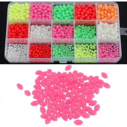 1500pcs/lot Oval Hard Luminous Fishing Beads 3 x 4mm 4 x 6mm 5 x 8mm 3 Sizes Mixed Sea Fishing Lure Floating Float with Box