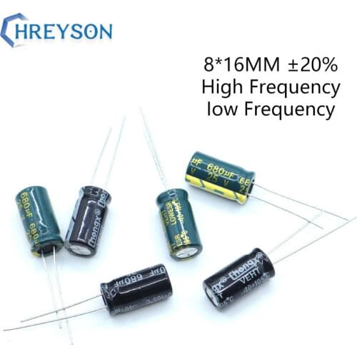 20Pcs 8*16 High Frequency Low ESR Aluminum Electrolytic Capacitors Kit 6.3V 10V 25V 680UF 330UF 1500UF Full Values Assorted Sets