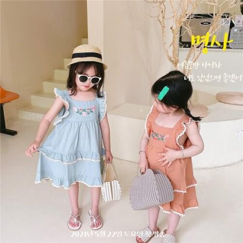2021 Summer Kids Clothes Girls Embroidered Sleeveless Princess Dress Children Dresses Vestidos