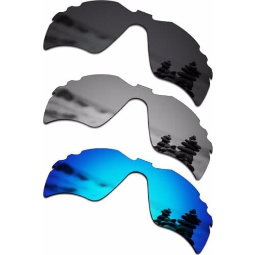 SmartVLT 3 Pieces Polarized Sunglass Replacement Lenses for Oakley Radar Path Vented Stealth Black & Silver Titanium & Ice Blue