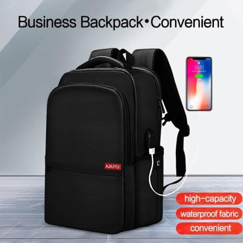 AJIUYU Laptop USB Charger Business Backpack School Bag Rucksack 15.6 14 13 15 inch Men Backbag Travel Male Leisure Mochila Women