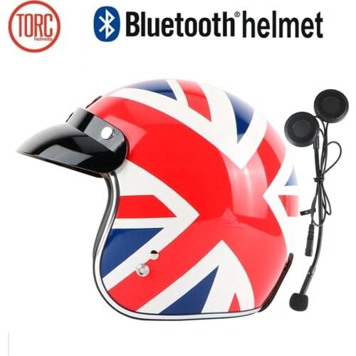 Free shipping 1pcs 3/4 Open Face DOT Scooter Helmet Vintage Wireless Headphones Bluetooth Headsets Motorcycle Helmets