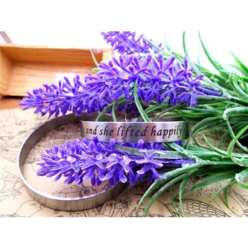 12pcs/lot STAINLESS STEEL 65mm bracelets bangles " He And She Lifted Happily Ever After " hand printing bangle