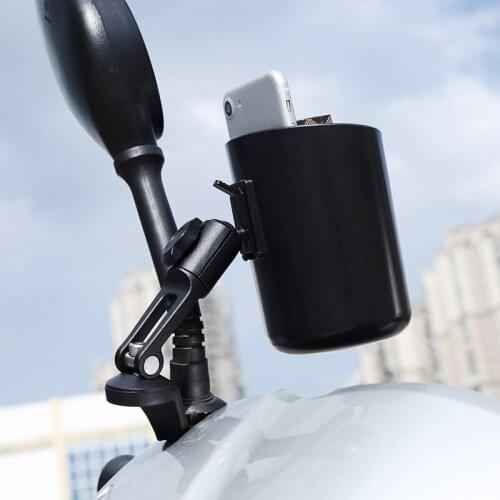 Motorcycle ATV Cup Holder Mirror Rear View Mountable Cup Holder