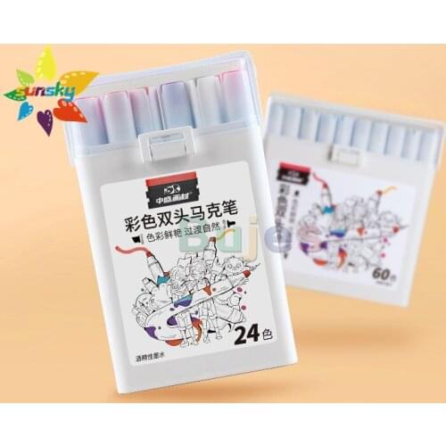 Artooo Double headed color alcohol oil marker pen Round head / wide head White triangular pen holder children art supplies