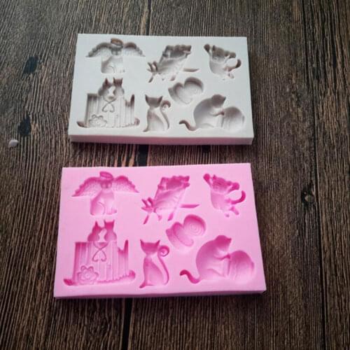 Cat Animal Silicone Mold Fondant Mould Cake Decorating Tools Chocolate Gumpaste Molds, Sugarcraft, Kitchen Gadgets