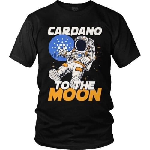 Funny Cardano To The Moon T Shirt Mens Cotton Print T-shirt Harajuku Tshirt Short Sleeve ADA Cryptocurrency Tee Top