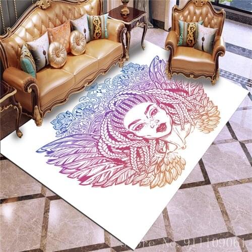 Individuality Woman Carpet Cartoon Rug Blurred Girl Large Mats Home Textile Floor Mat Play Climb Personality Girl Playmate Rug