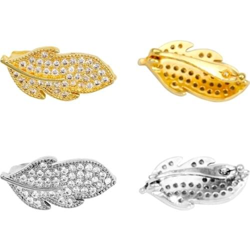 Juya DIY Luxury Natural Stones Pearl Jewelry Making Findings Handmade Decorative Leaf Connector Bail Clasp Accessoriess Supplies