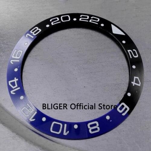 High quality 39.9mm Blue Black Ceramic Watch Bezel White Marks Bezel Kit Fit For 43MM Watch Case GMT Automatic Watch BB2