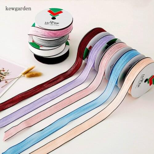 Kewgarden Packing Webbing Black Edge Cotton Satin Ribbons 28mm 1.25" Handmade Tape DIY Hairbow Earring Ribbon Accessories 20Yard