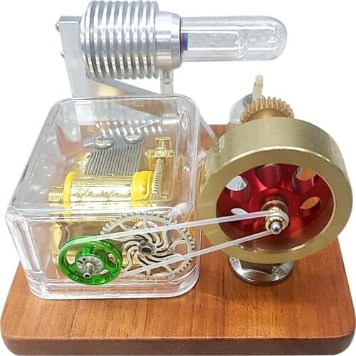 Mechanical Rotating Music Box Stirling Engine Model Physics Educational Toys Collection Men Birthday Gift