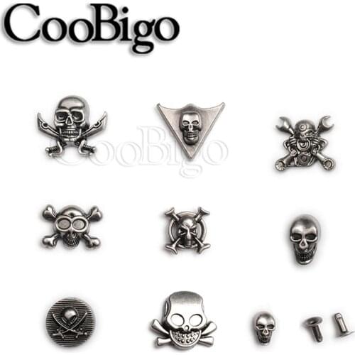 5 Sets Metal Spike Studs Rivets Vintage Rivet Button for Leather Bag Belt Bracelet Shoes DIY Craft Sewing Accessory Pirate Skull