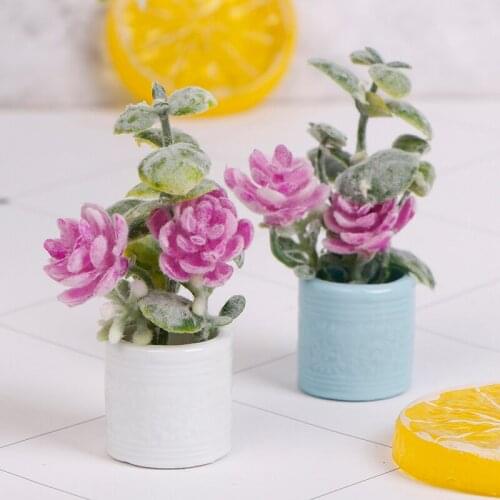 1:12 Dollhouse Miniature Green Potted For Green Plant In Pot Home Decor Simulation Potted Plants Doll House Furniture