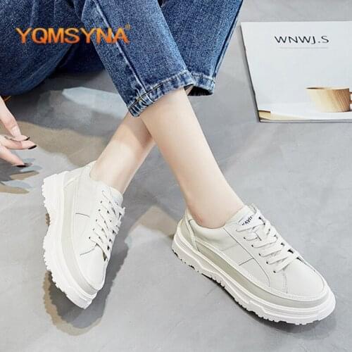 YQMSYNA Fashion Sports Shoes Casual Lace-up Round Toe Womens Flats Spring/Autumn Office Commute Lady Mixed Colors Sneakers Q15
