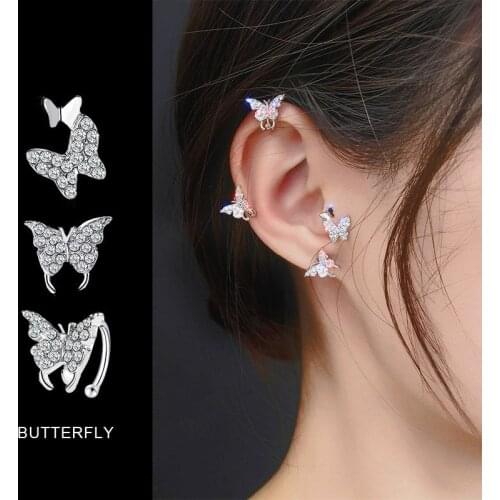 Fashion Crystal butterfly shaped Earrings For Women Girls New Design Rhinestone Animal Stud Ear Jewelry party Gifts