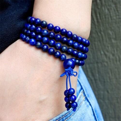 Natural Color Stone 108 Beads Handmade Tassel Necklace Prayer Wristband Yoga Tibetan Japa Mala Spirituality