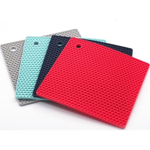 Non-slip Square Honeycomb Heat-Resistant Silicone Mats Bowl Pad Pot Holder Thicken Insulation Table Placemat Home Desktop Decor