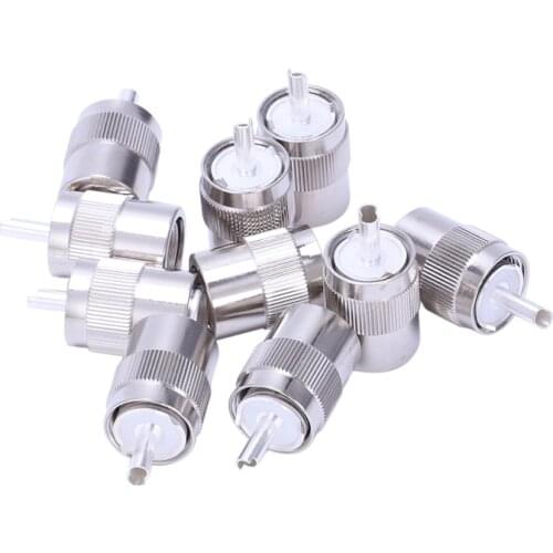 New 10pcs Connector UHF male PL259 plug solder RG8 RG213 LMR400 7D-FB cable silver