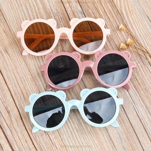 New Cartoon Lovely Kids Sunglasses Bear Shape Frame Girls Children Sun Glasses Round Street Beat Baby Boy Eyeglasses Cute Shades