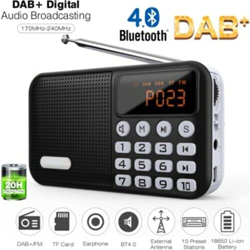 Rechargeable LCD Display Digital DAB+FM BT4.0 TF Radio Player Mini Portable MP3 Radio Bluetooth-compatible Speaker Pocket DAB