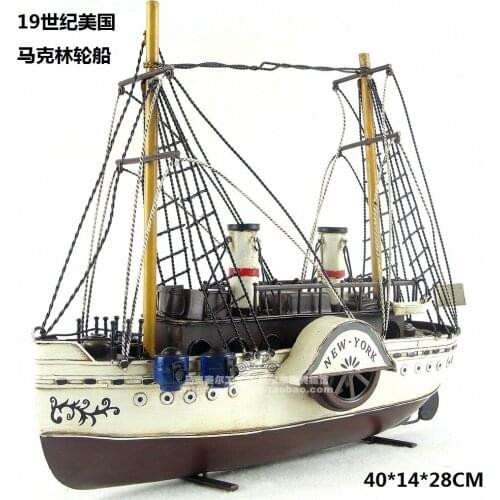 Hot Classic Retro 19th Century The American Mklein Ship Model Creative Mini Iron Ship Models Best Gift Home Bar Decoration