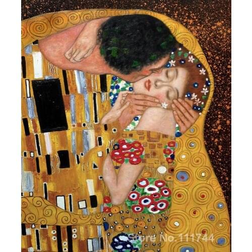 Modern art Portrait The Kiss II Gustav Klimt oil painting replicas High quality Hand painted
