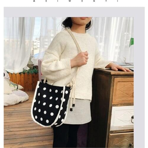 Simple Style School Bag Canvas Dot Crossbody Shoulder Bag Best Selling