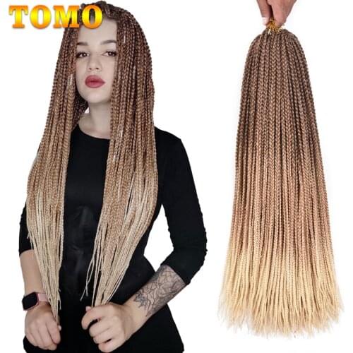 TOMO Synthetic Box Braids Crochet Hair Extensions for Women Girl 22Strands 24 Inch Pre Looped Braiding Hair for African Braids