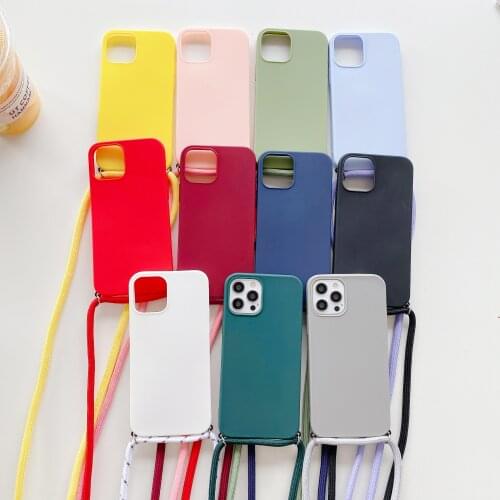 Crossbody Lanyard Carry Hang Shoulder Strap Case For iPhone 12 Mini 11 Pro Max XS XR X 6 8 7 Plus SE 2 Soft Silicone Candy Cover